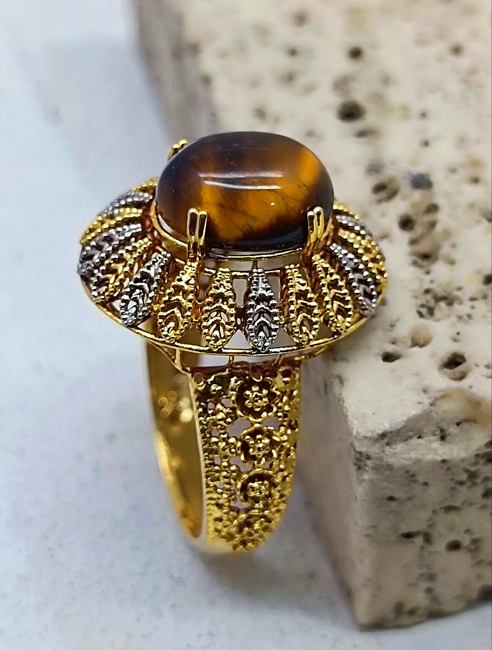 Tiger Eye Gemstone Ring for Women |  | Handmade Gift for Her