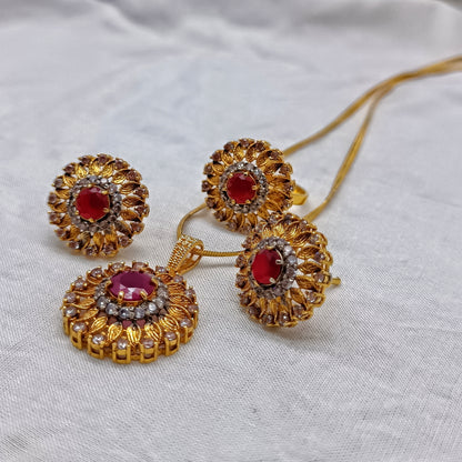 Ruby Jewelry Set with CZ Stones – 1593
