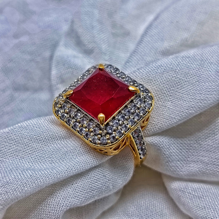 Beautiful red chetam  ring/uk18