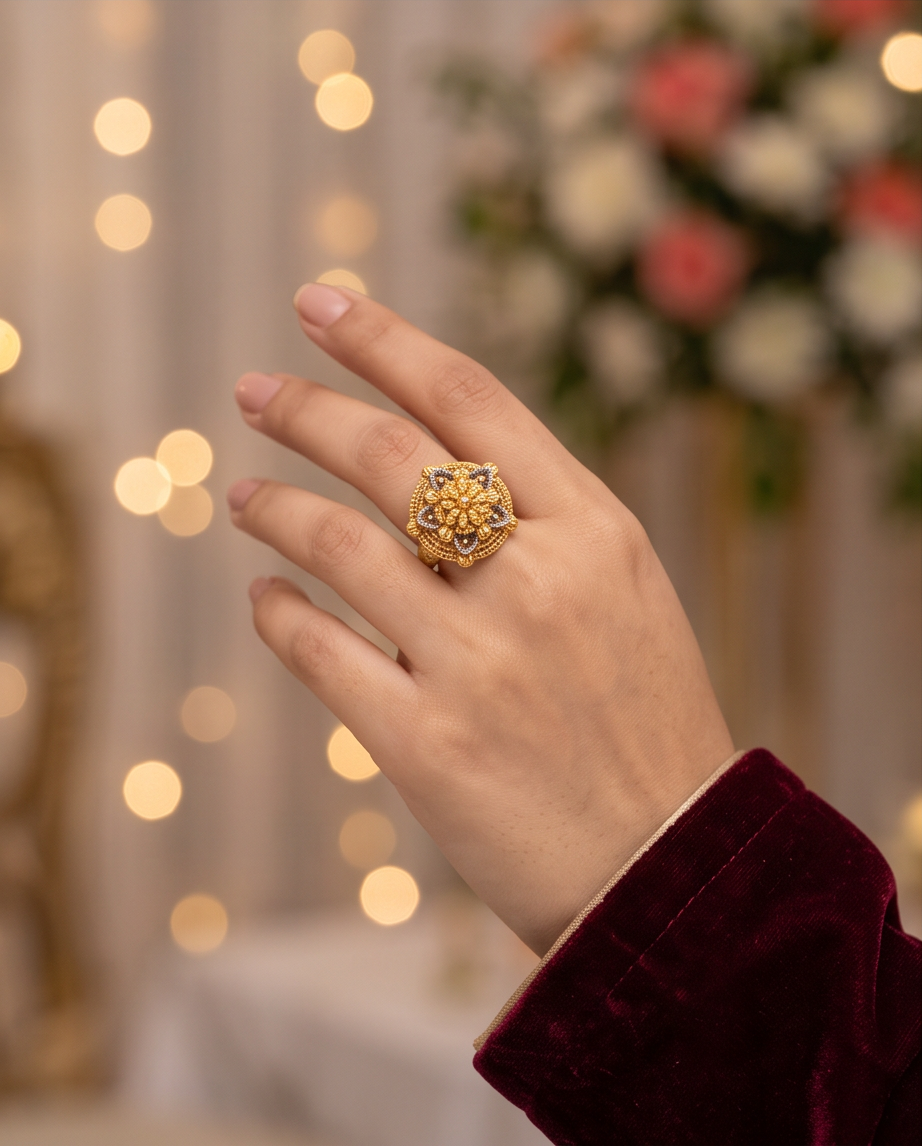 Traditional gold look ring