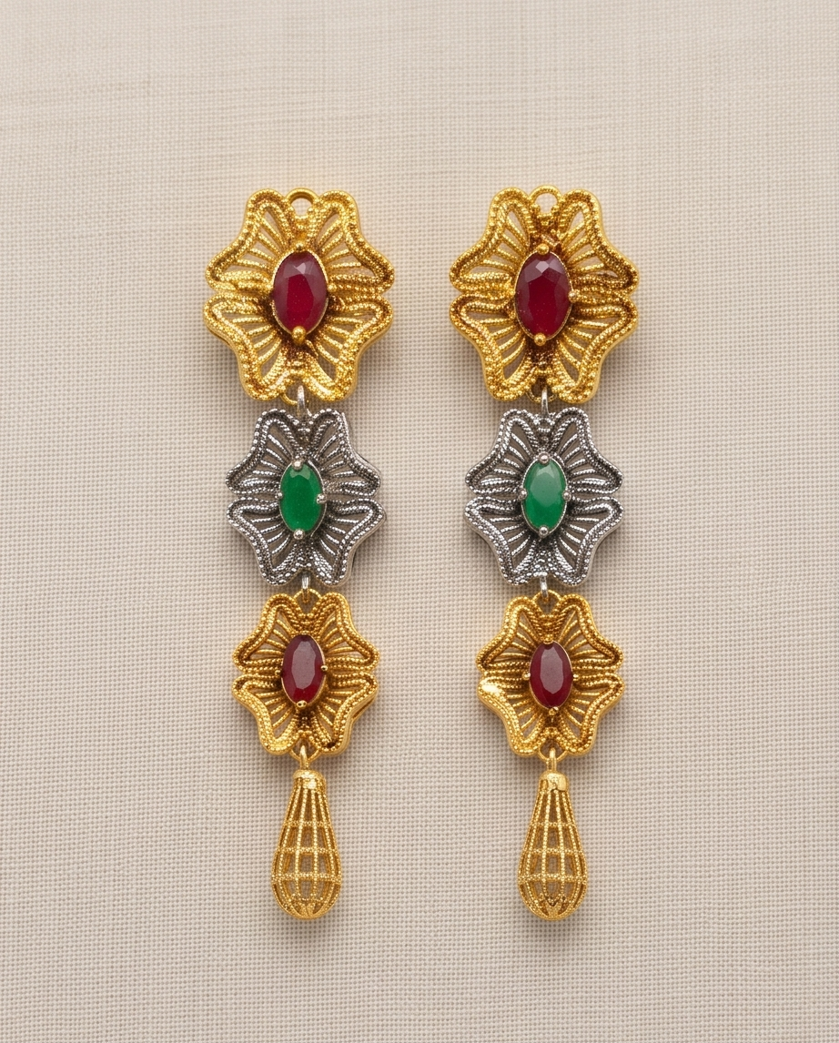 Dual-Tone Long Earrings