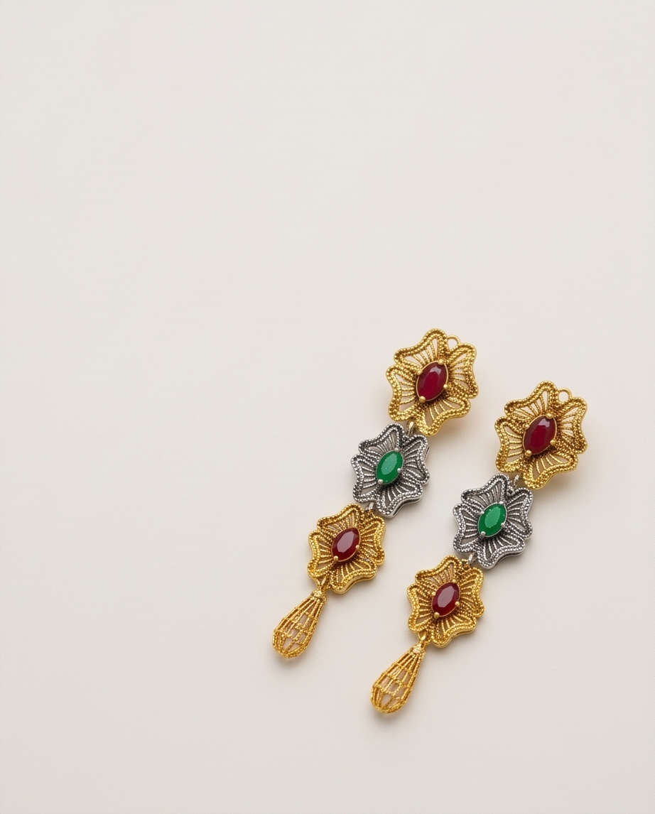 Dual-Tone Long Earrings