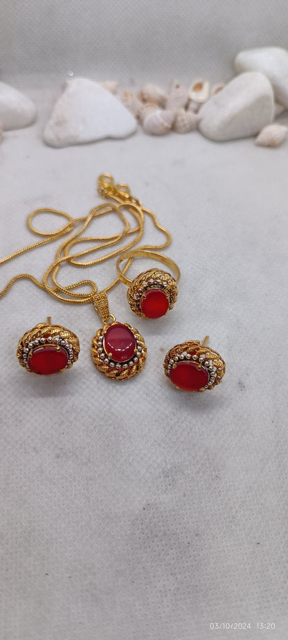 Locket set red stone 4200