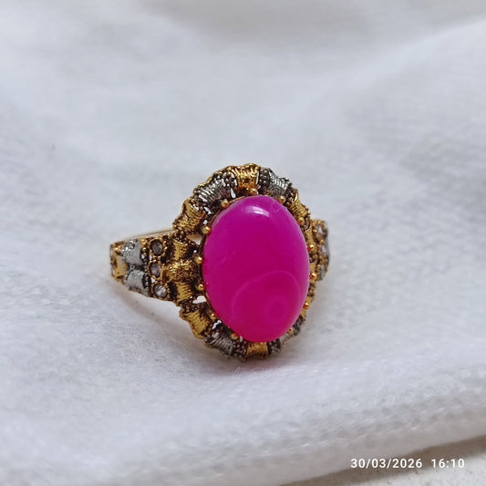Handmade Gold Plated Gemstone Rings for Women - Multi-Color Oval Stone Statement