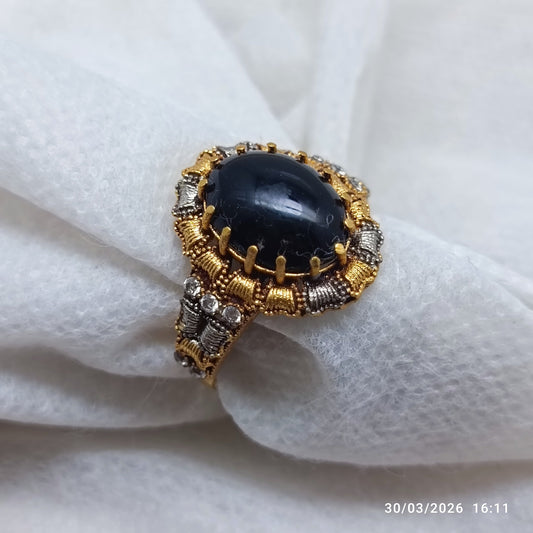 Handmade Gold Plated Gemstone Rings for Women - Multi-Color Oval Stone Statement Jewelry