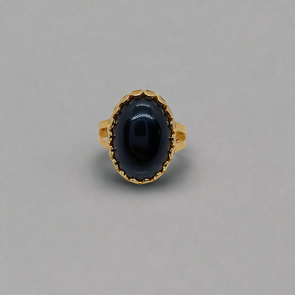Agate Black Stone Ring