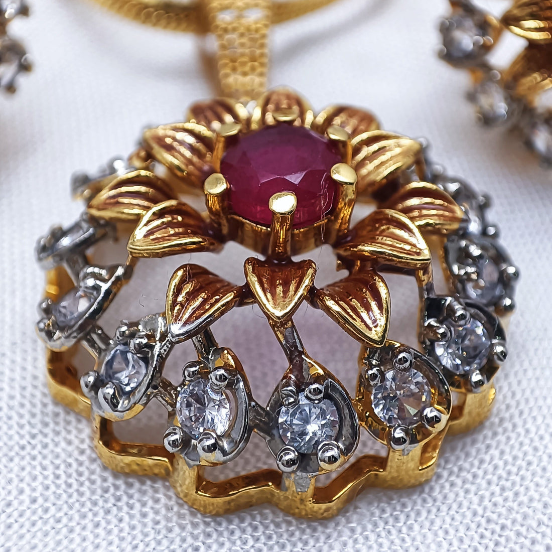 Red& Zircon Flower Jewelry Set 1996