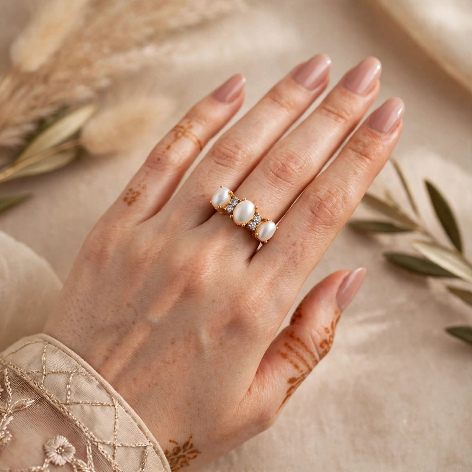 Triple Pearl Statement Ring